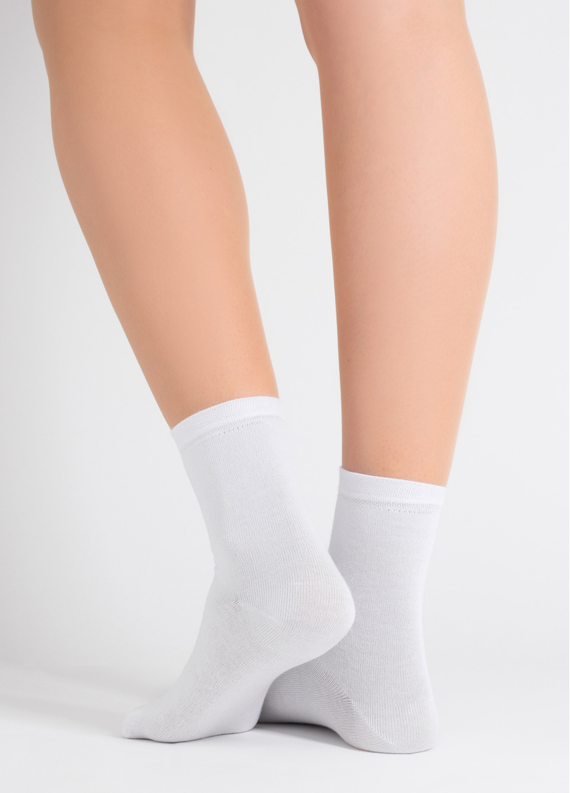 Носки женские (2 пары) WS3 CLASSIC light grey melange/white (серый/белый)