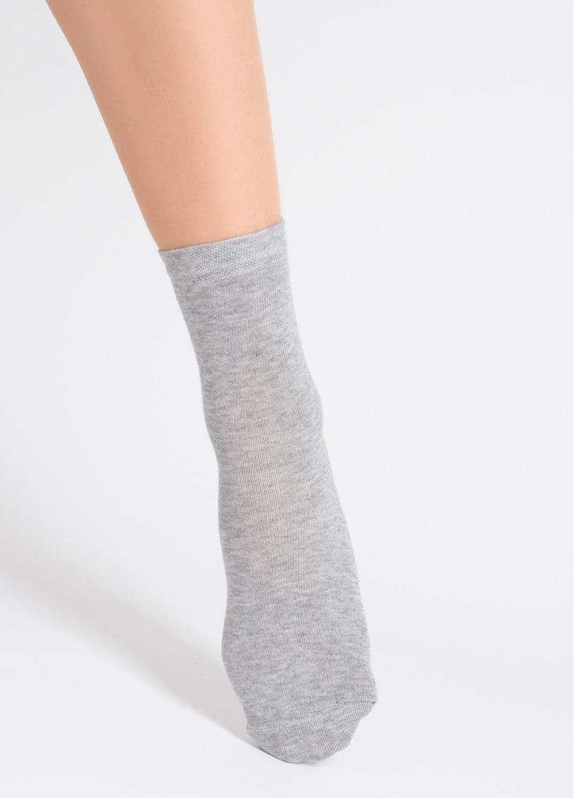 Носки женские (2 пары) WS3 CLASSIC light grey melange/white (серый/белый)