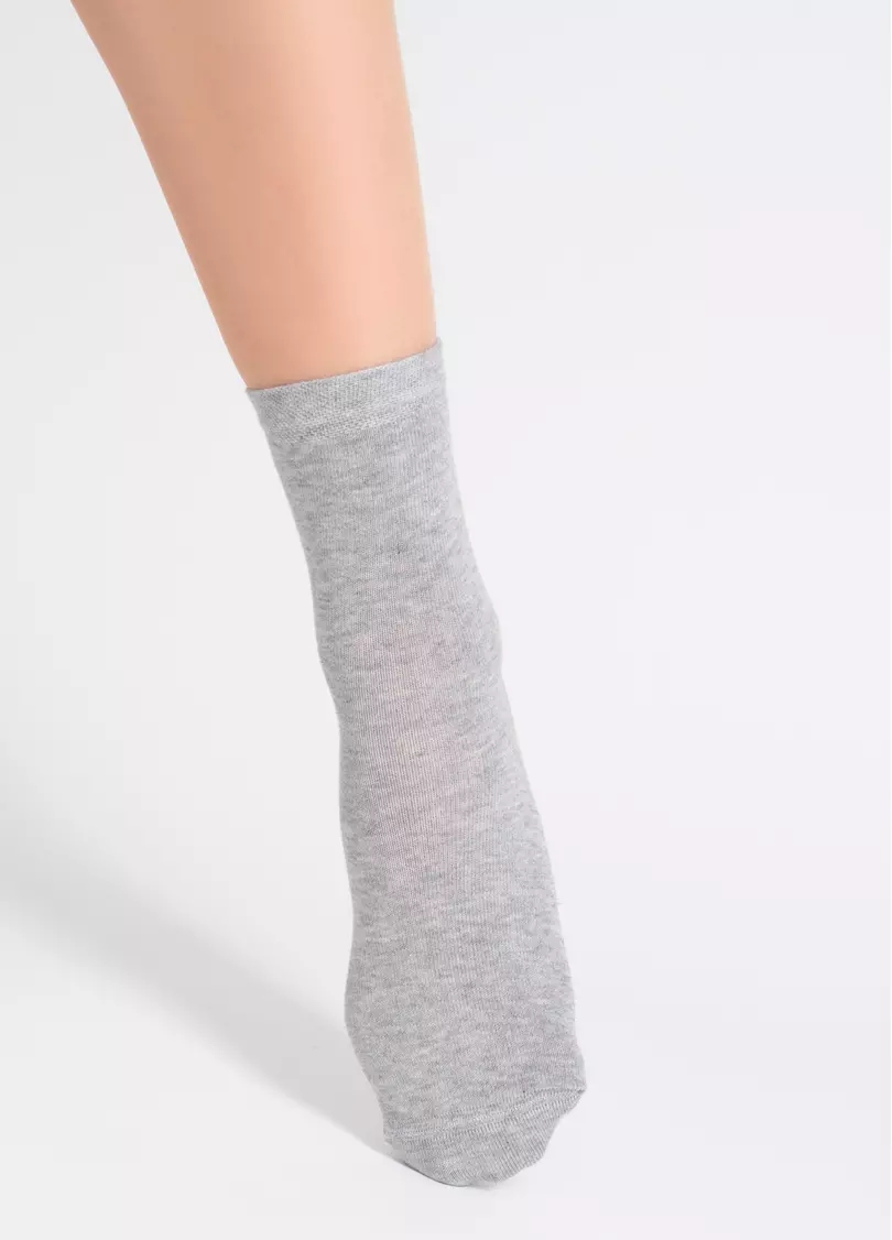 Носки женские (2 пары) WS3 CLASSIC light grey melange/white (серый/белый)