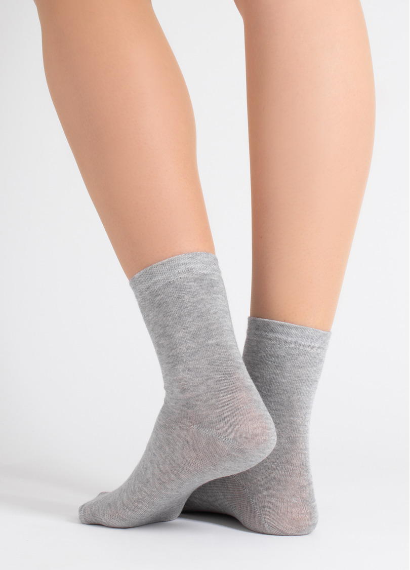 Носки женские (2 пары) WS3 CLASSIC light grey melange/white (серый/белый)