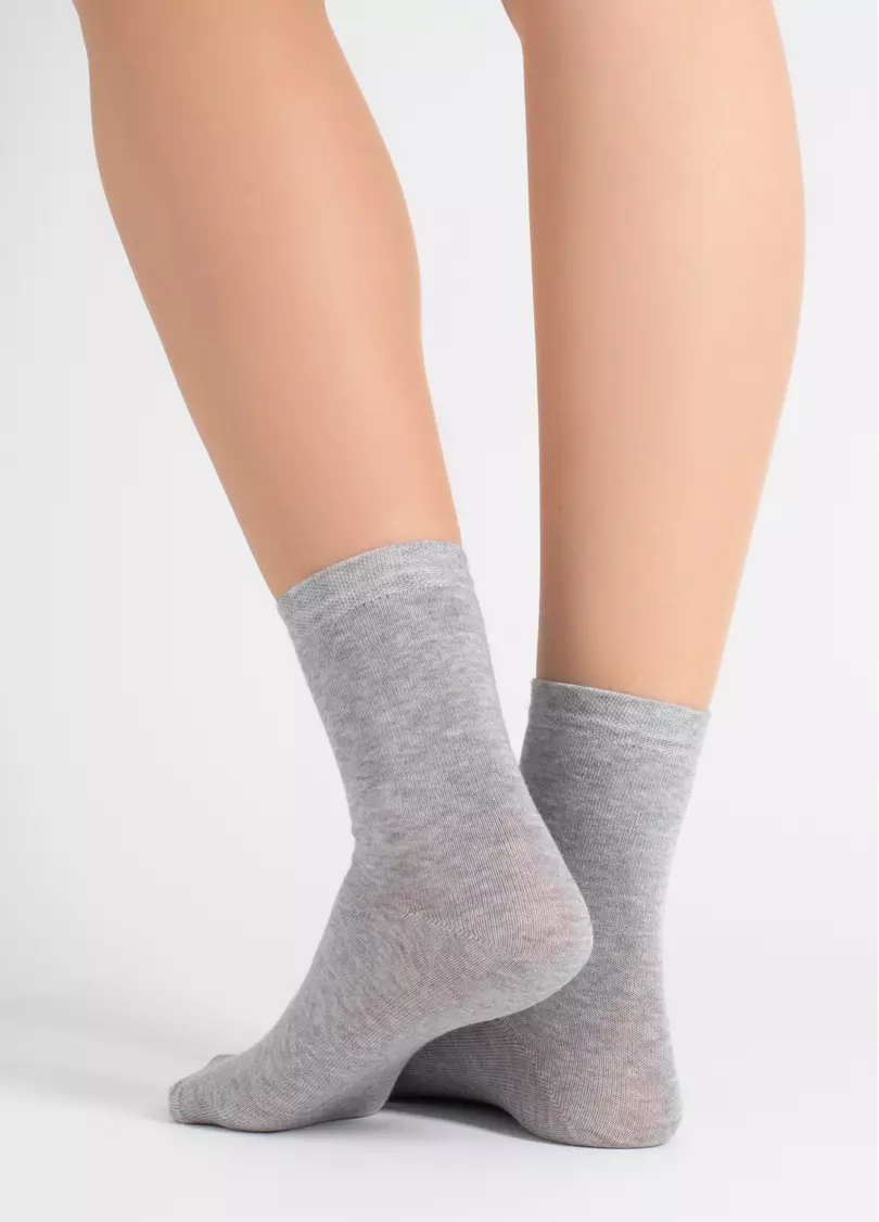 Носки женские (2 пары) WS3 CLASSIC light grey melange/white (серый/белый)