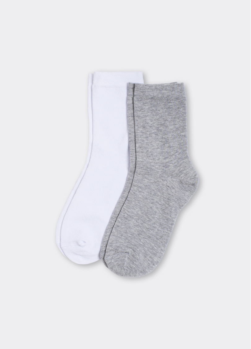 Носки женские (2 пары) WS3 CLASSIC light grey melange/white (серый/белый)