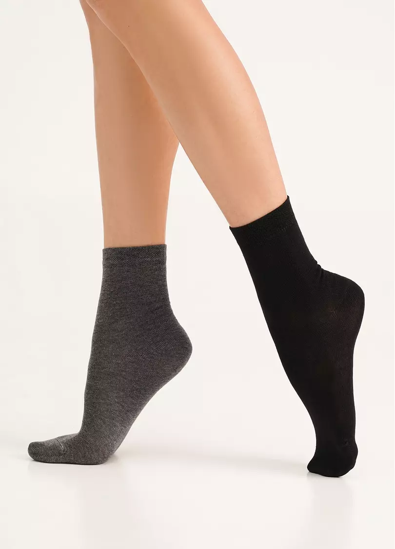 Шкарпетки жіночі (2 пари) WS3 CLASSIC dark grey melange/black (сірий меланж/чорний)