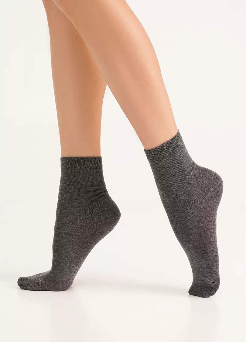 Шкарпетки жіночі (2 пари) WS3 CLASSIC dark grey melange/black (сірий меланж/чорний)