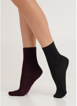 Шкарпетки жіночі (2 пари) WS3 CLASSIC grape vintage/asphalt melange (фіолетовий/сірий)