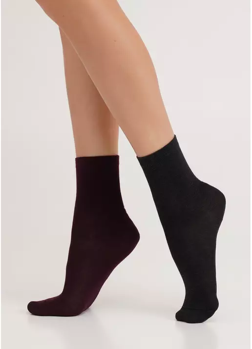 Носки женские (2 пары) WS3 CLASSIC grape vintage/asphalt melange (фиолетовый/серый)