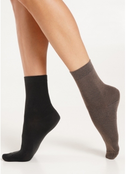 Шкарпетки жіночі (2 пари) WS3 CLASSIC haze/iron (коричневий/сірий)