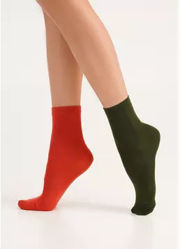 Носки женские (2 пары) WS3 CLASSIC khaki/ceramite (зеленый/оранжевый)
