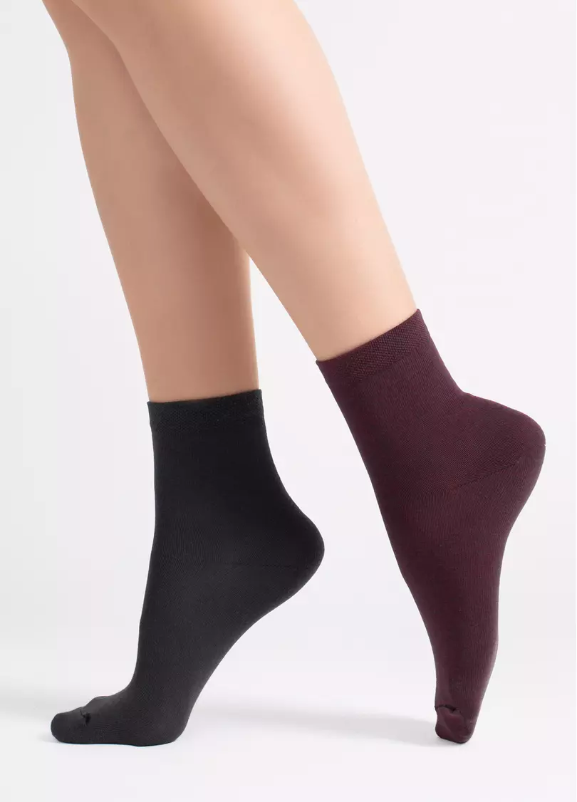 Носки женские (2 пары) WS3 CLASSIC marsala/iron (бордовый/серый)