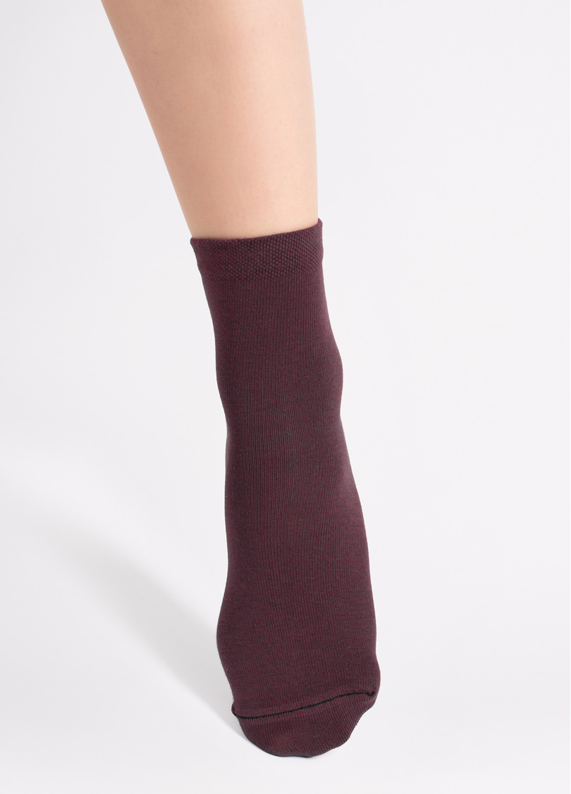 Носки женские (2 пары) WS3 CLASSIC marsala/iron (бордовый/серый)