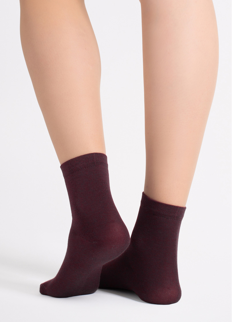 Носки женские (2 пары) WS3 CLASSIC marsala/iron (бордовый/серый)