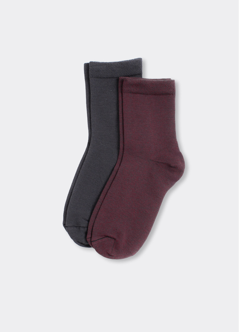 Носки женские (2 пары) WS3 CLASSIC marsala/iron (бордовый/серый)