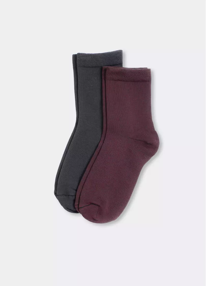 Носки женские (2 пары) WS3 CLASSIC marsala/iron (бордовый/серый)