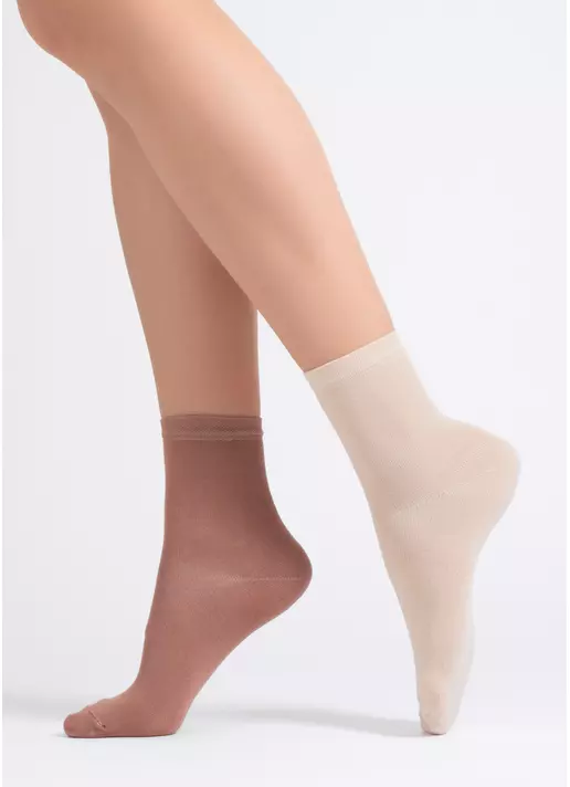 Носки женские (2 пары) WS3 CLASSIC sand/mocha mousse (бежевый/коричневый)