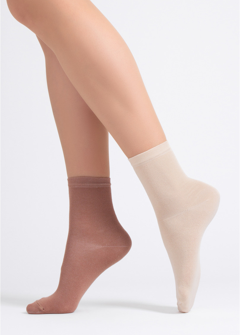Носки женские (2 пары) WS3 CLASSIC sand/mocha mousse (бежевый/коричневый)