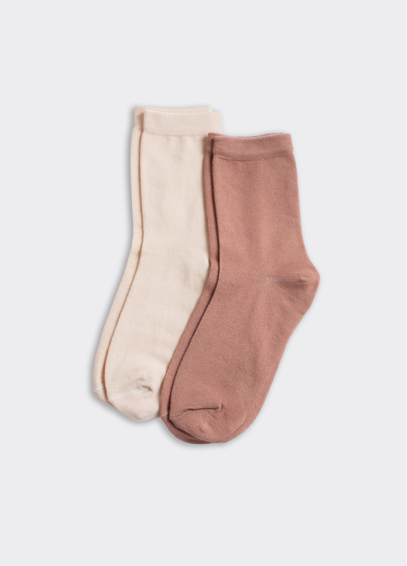 Носки женские (2 пары) WS3 CLASSIC sand/mocha mousse (бежевый/коричневый)