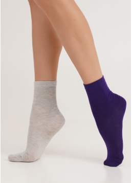 Носки женские (2 пары) WS3 CLASSIC violet indigo/silver melange (фиолетовый/серый)