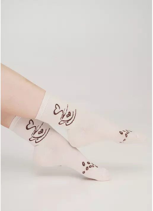 Бавовняні шкарпетки з малюнком чашки кави WS3 COFFEE 001 panna (бежевий)