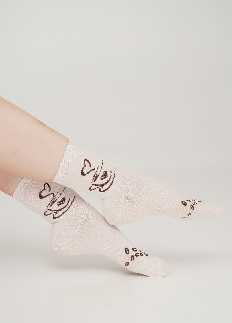 Хлопковые носки с рисунком чашки кофе WS3 COFFEE 001 panna (бежевый)