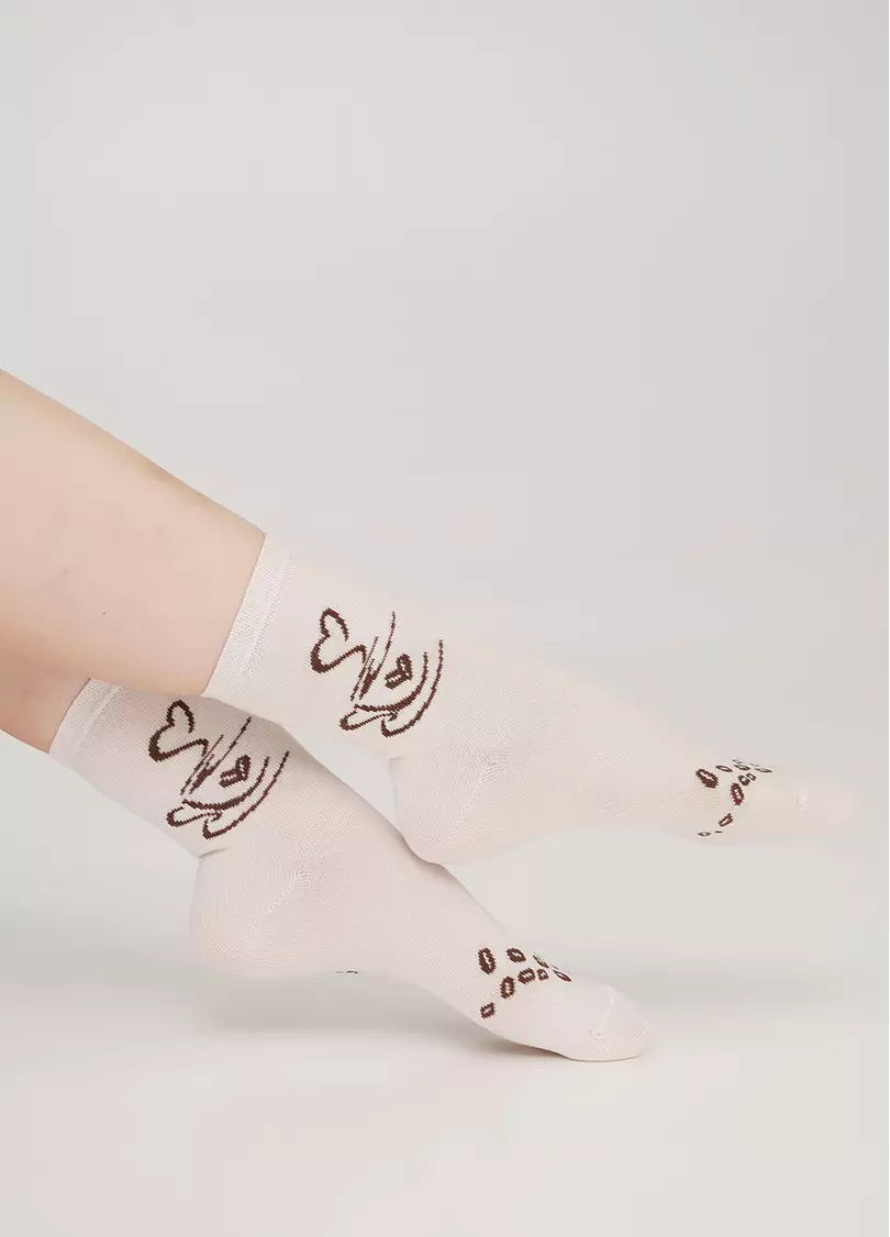 Хлопковые носки с рисунком чашки кофе WS3 COFFEE 001 panna (бежевый)