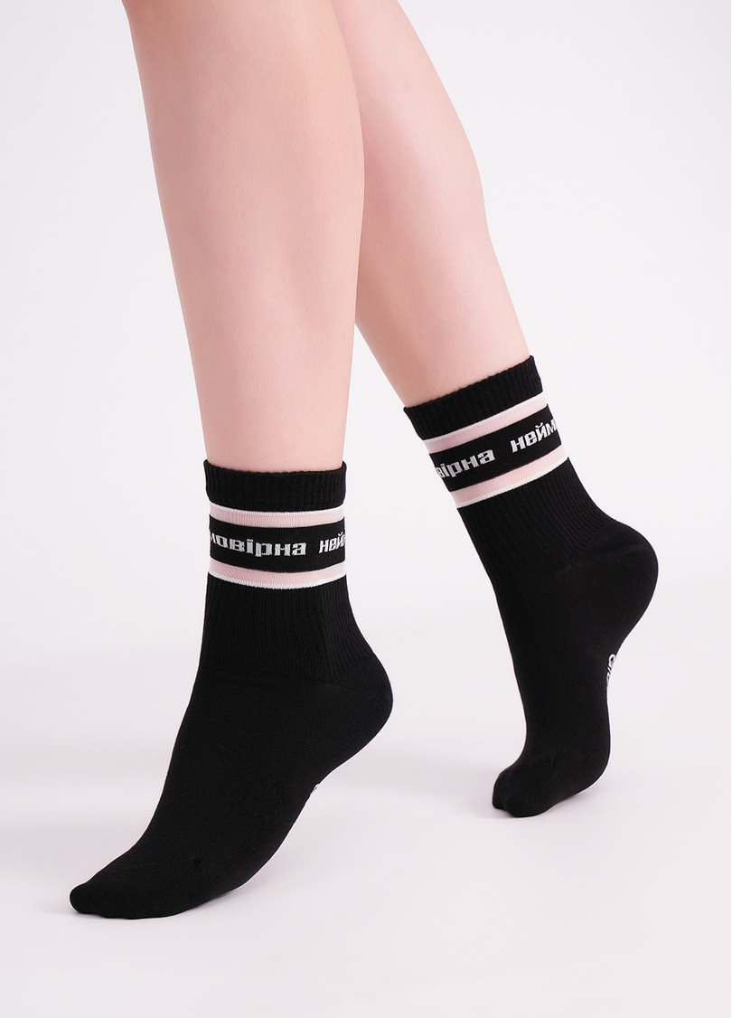 Носки с надписью "Неймовірна" WS3 CRISTAL STRONG 003 black (черный)