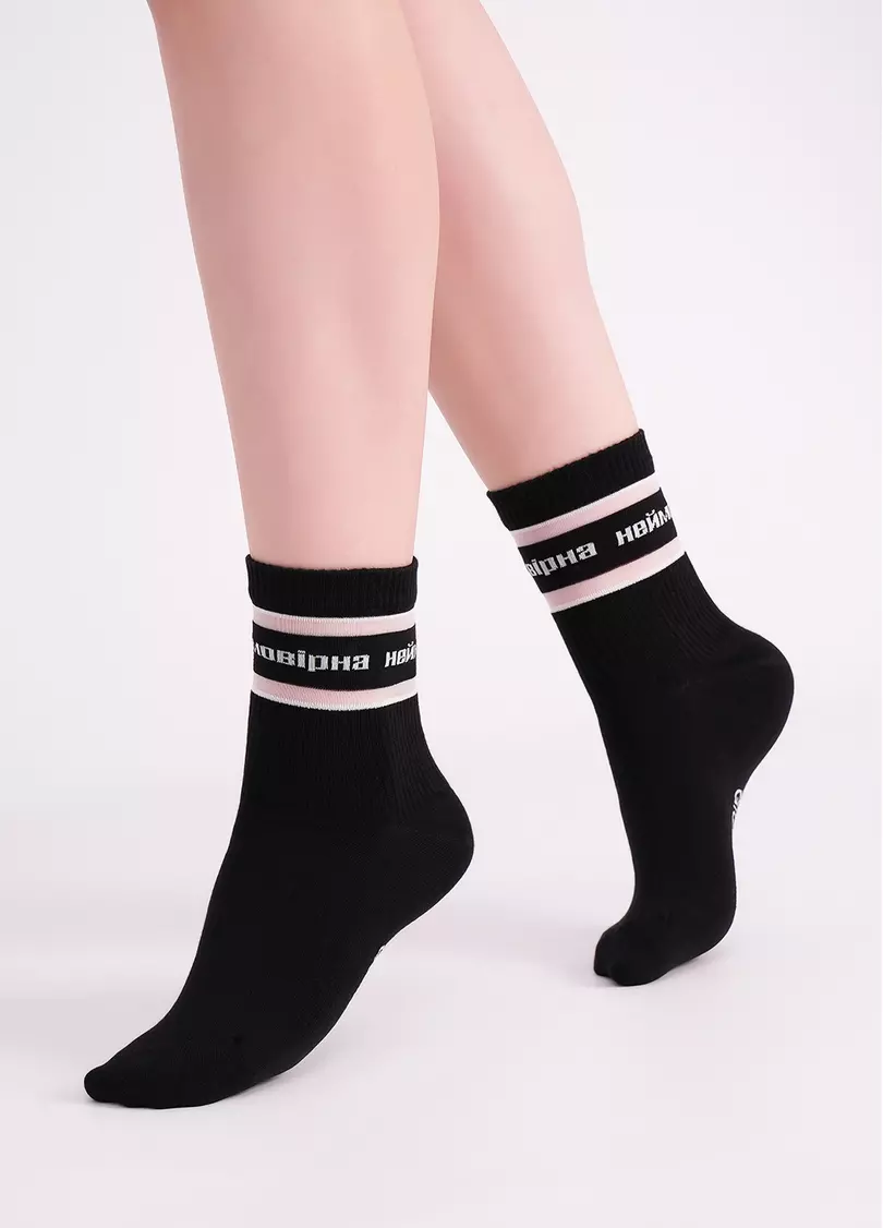 Носки с надписью "Неймовірна" WS3 CRISTAL STRONG 003 black (черный)