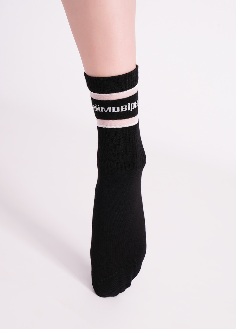 Носки с надписью "Неймовірна" WS3 CRISTAL STRONG 003 black (черный)