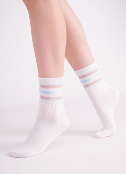 Носки с надписью "Мрійлива" WS3 CRISTAL STRONG 004 white/baby blue (белый/голубой)