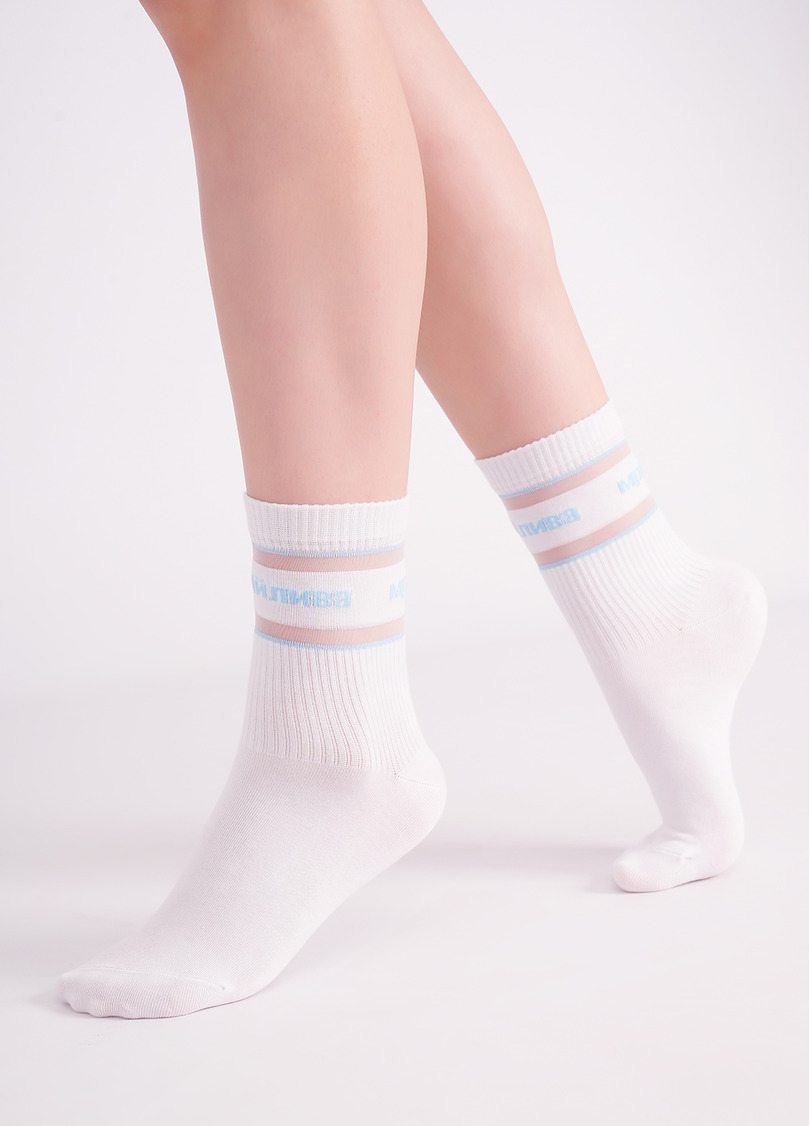 Шкарпетки з написом "Мрійлива" WS3 CRISTAL STRONG 004 white/baby blue (білий/блакитний)