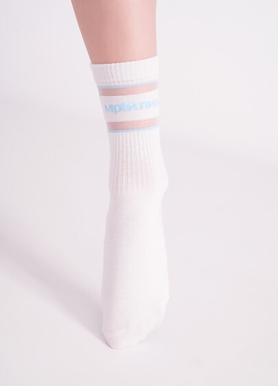 Носки с надписью "Мрійлива" WS3 CRISTAL STRONG 004 white/baby blue (белый/голубой)