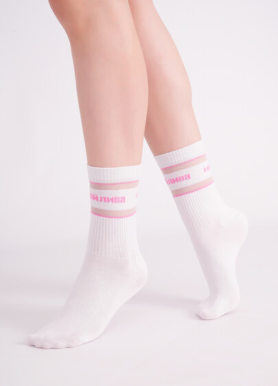 Носки с надписью "Мрійлива" WS3 CRISTAL STRONG 004 white/rose (белый/розовый)
