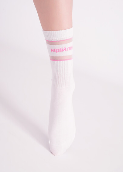 Носки с надписью "Мрійлива" WS3 CRISTAL STRONG 004 white/rose (белый/розовый)