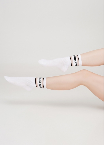 Высокие женские носки с надписью "КРАСИВО" WS3 CRISTAL STRONG TINA 001