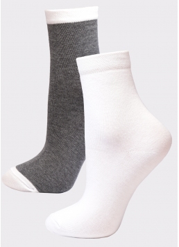 Комплект носков из хлопка (2 пары) WS3 FASHION 054 + WS3 CLASSIC dark grey melange/white (серый/белый)