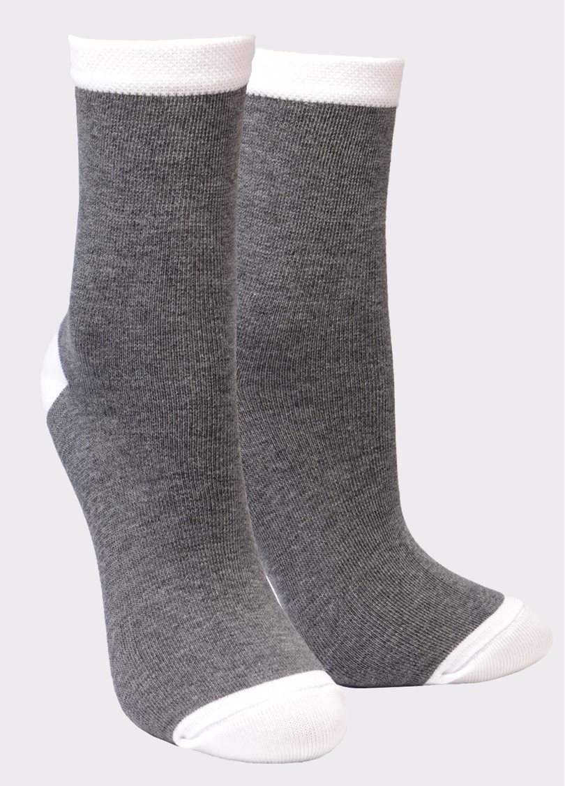 Комплект шкарпеток з бавовни (2 пари) WS3 FASHION 054 + WS3 CLASSIC dark grey melange/white (сірий/білий)