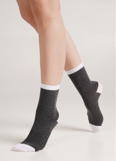 Хлопковые носки комплект с 2 пар WS3 FASHION 054 + WS3 FASHION 055 dark grey melange (серый)