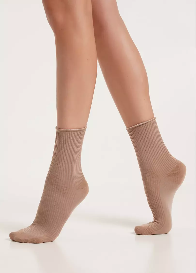 Носки в рубчик WS3 FASHION 060 chantarel (бежевый)