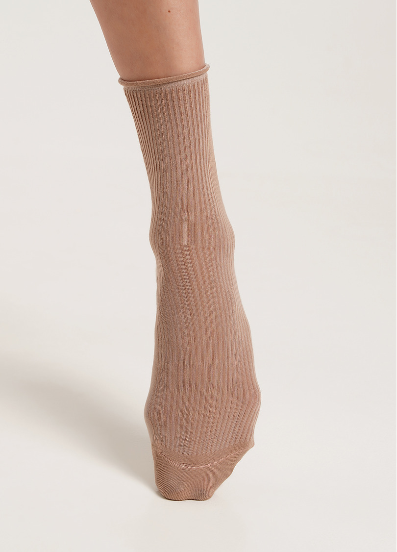 Носки в рубчик WS3 FASHION 060 chantarel (бежевый)