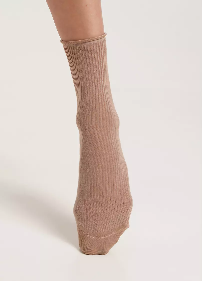 Носки в рубчик WS3 FASHION 060 chantarel (бежевый)