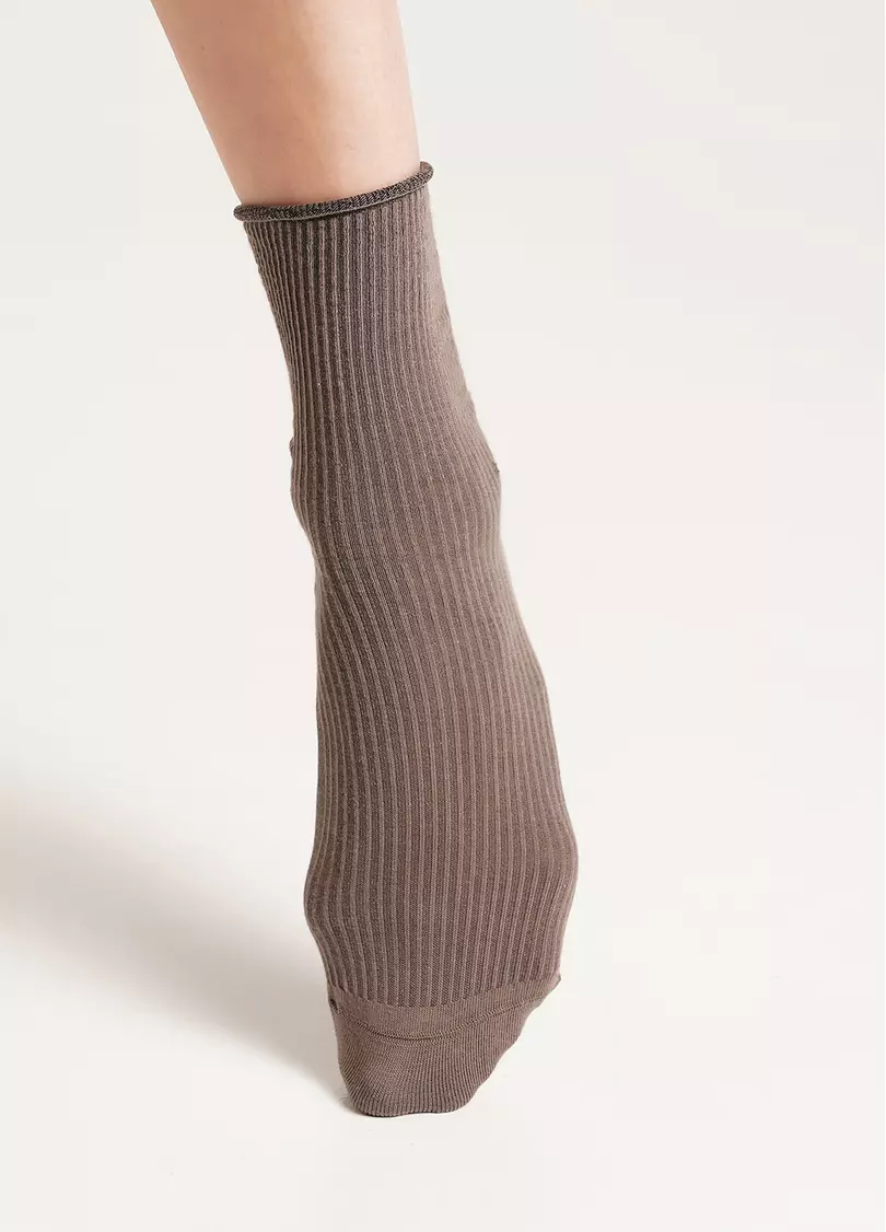 Носки в рубчик WS3 FASHION 060 haze (коричневый)