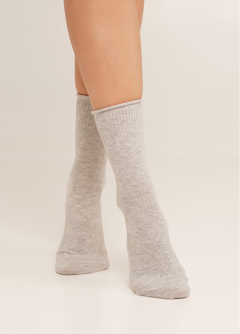Носки в рубчик WS3 FASHION 060 silver melange (серый)