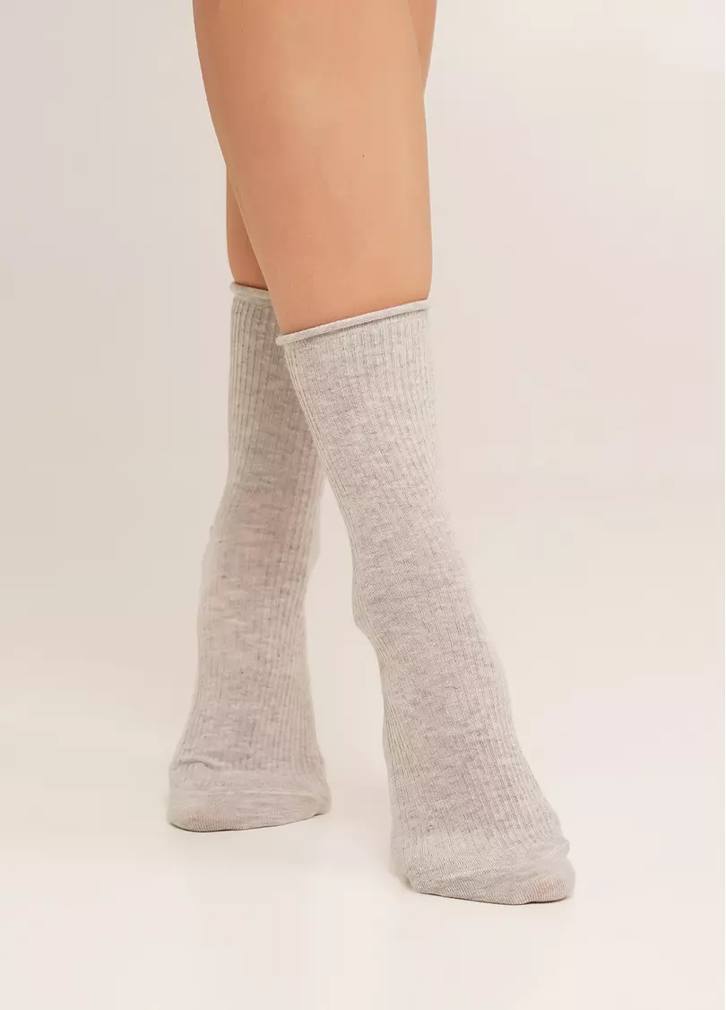 Носки в рубчик WS3 FASHION 060 silver melange (серый)