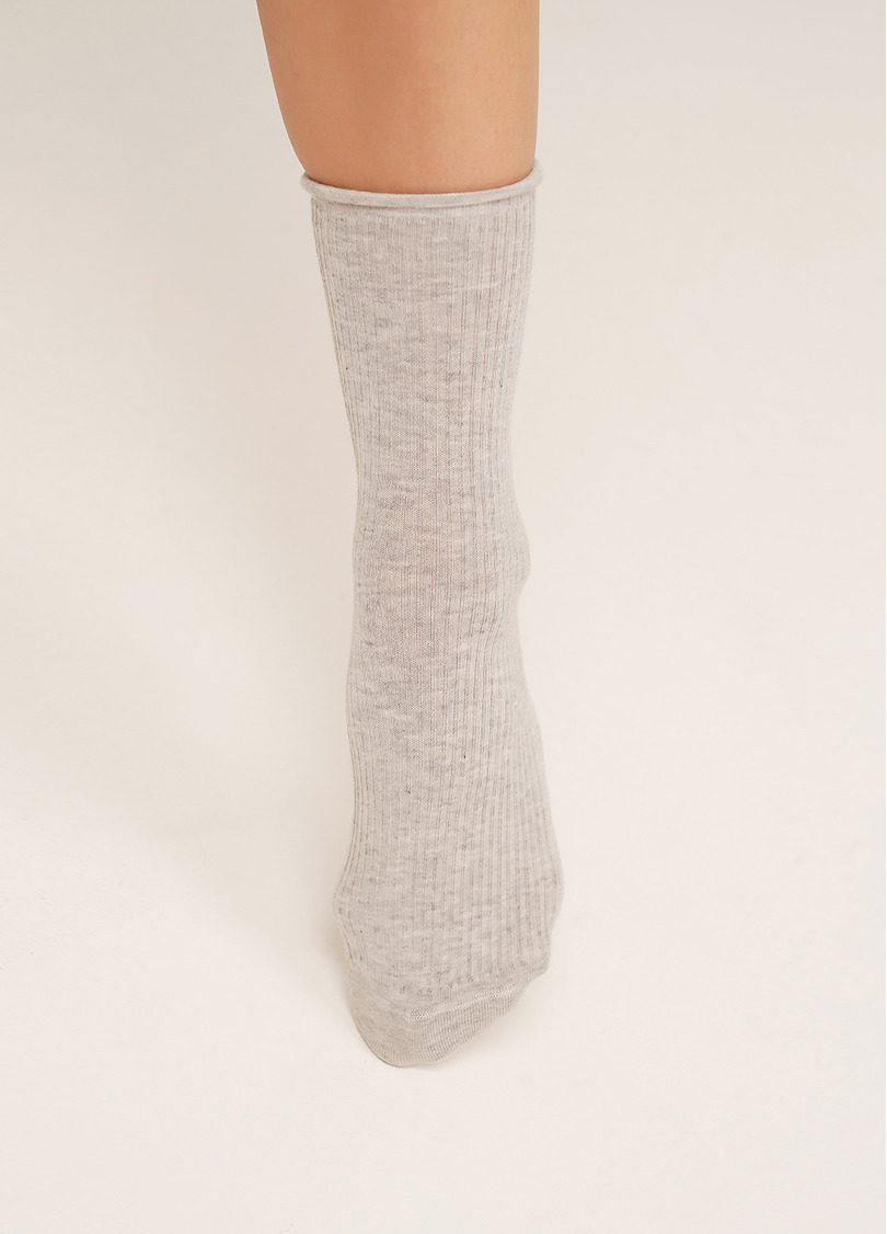 Носки в рубчик WS3 FASHION 060 silver melange (серый)