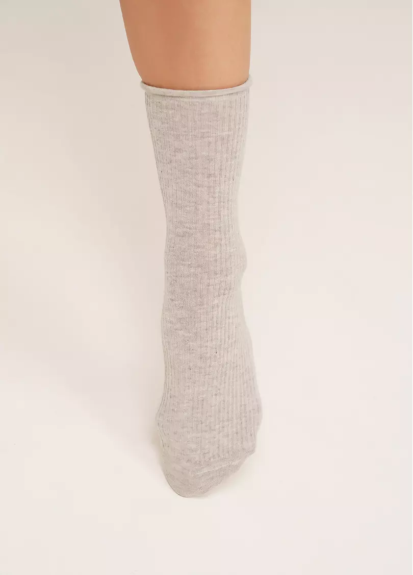 Носки в рубчик WS3 FASHION 060 silver melange (серый)