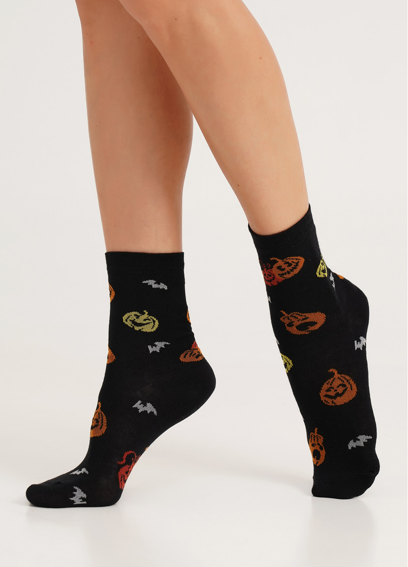 Шкарпетки з гарбузами до Геловіну WS3 HALLOWEEN 2202 black (чорний)