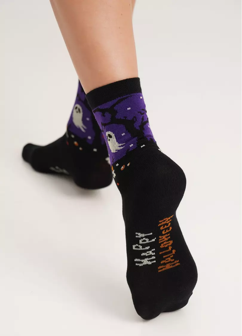 Шкарпетки з привидом та гарбузом до Геловіну WS3 HALLOWEEN 2205 black (чорний)