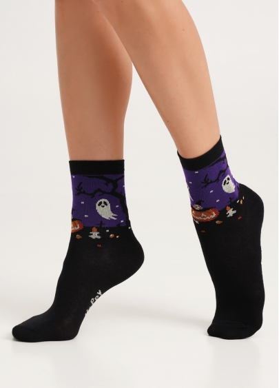 Шкарпетки з привидом та гарбузом до Геловіну WS3 HALLOWEEN 2205 black (чорний)