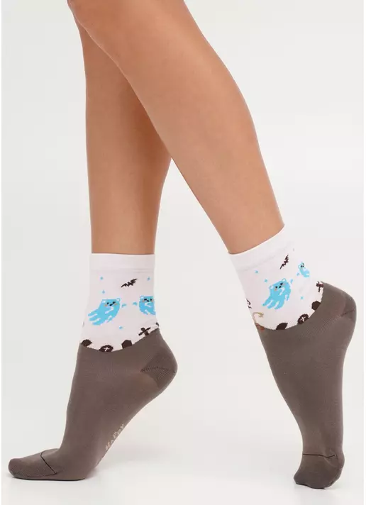 Носки к Хэллоуину с привидениями и котами WS3 HALLOWEEN 2305 haze (коричневый)