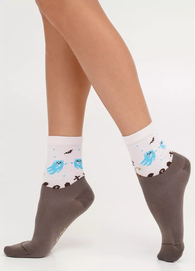 Шкарпетки до Геловіну з привидами та котами WS3 HALLOWEEN 2305 haze (коричневий)