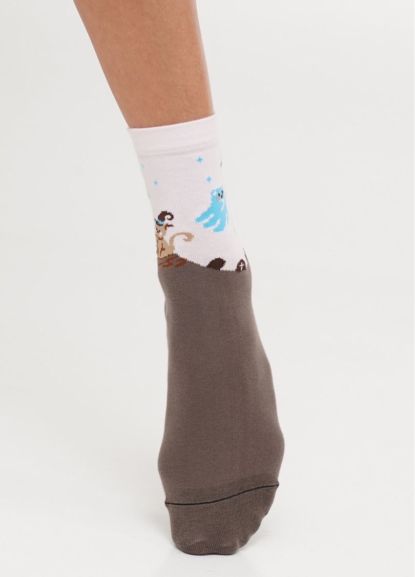 Носки к Хэллоуину с привидениями и котами WS3 HALLOWEEN 2305 haze (коричневый)